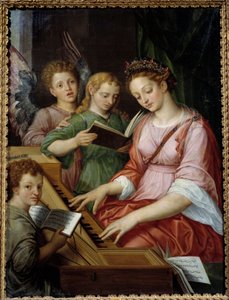 Santa Cecilia tocando el clavecín de Michiel I Coxie or Coxcie