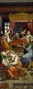 El nacimiento de la Virgen de Michiel I Coxie or Coxcie