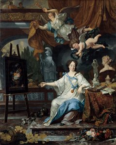 Retrato alegórico de mujer, probablemente Rachel Ruysch (1664-1750) de Michiel van Musscher