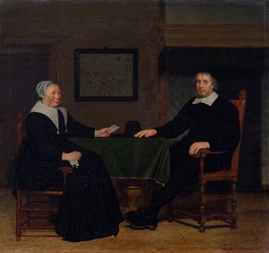 Retrato de Adriaen Corver y su esposa Rijckje Theulingh. de Michiel van Musscher
