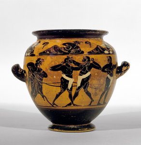 Stamnos de figuras negras áticas que representa boxeadores, c.520-500 a.C. de Michigan painter