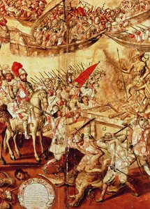 Conquista de México, uno de una serie de 24 paneles