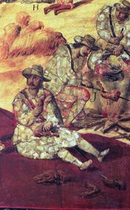 Los conquistadores hambrientos comen carne de perro de Miguel Gonzalez