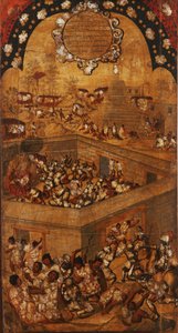 La Conquista de México, Panel VII, c.1696-1715 (pintura sobre madera) de Miguel Gonzalez