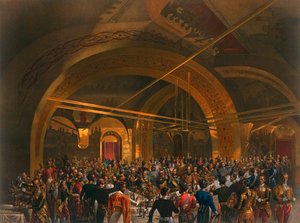 Banquete de coronación para los enviados en el Salón Dorado del Gran Palacio del Kremlin, Moscú, 1856 de Mihaly von Zichy