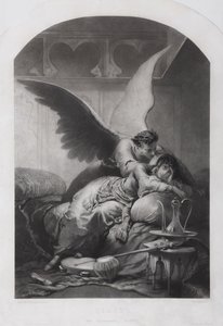 Tamara y el demonio. Ilustración del poema El demonio de Mikhail Lermontov de Mihaly von Zichy