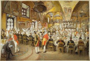 Cena ceremonial en el Palacio de las Facetas en el Kremlin de Moscú, 1883-1895 de Mihály Zichy