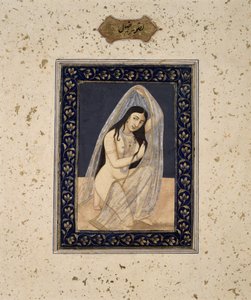 Una cortesana arrodillada, c.1765 (acuarela sobre papel) de Mihr Chand