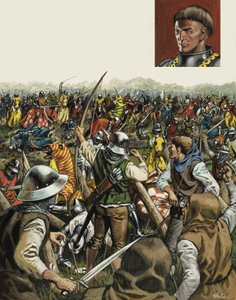 Batalla de Agincourt, 25 de octubre de 1415 (gouache sobre papel)