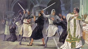El asesinato de Thomas a Becket (litografía en color)
