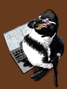 Nuevo pingüino de trabajo en Burnt Orange, 2020 de Mike Davis