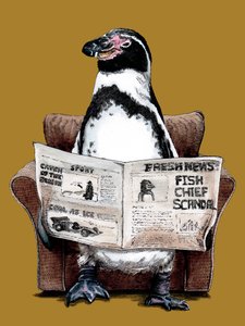 Pingüino de jubilación en amarillo dorado, 2020 de Mike Davis