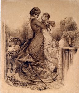 Anna Karenine avec son fils - Ilustración para la novela "Anna Karenine"" de León Tolstoi de Mikhail Aleksandrovich Vrubel