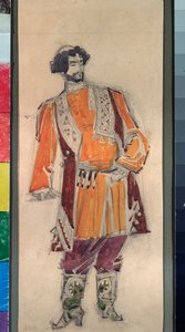 Traje preparatorio masculino para la ópera "La novia del zar" de Nicholas (Nikolai) Rimsky Korsakov (Rimsky-Korsakov) (1844-1908) (Diseño de vestuario para la ópera La novia del zar de N Rimsky Korsakov (Rimsky ).-Korsakov) - Obra de Mikhail Alexander de Mikhail Aleksandrovich Vrubel