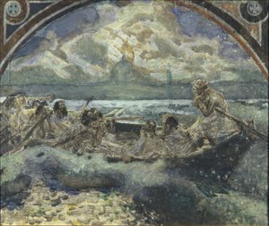 Jesús camina sobre el agua de Mikhail Aleksandrovich Vrubel