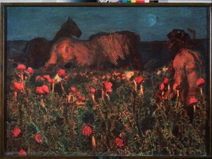 Se acerca la noche - Pintura de Mikhail Alexandrovich Vrubel (Vrubel) (1856-1910), óleo sobre lienzo de Mikhail Aleksandrovich Vrubel