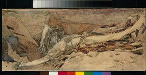 La terraza del demonio - Obra inspirada en el poema ""El Demonio"" de Mikhail Lermontov (1814-1841) producido por Mikhail Alexandrovich Vrubel (Vrubel) (1856-1910)