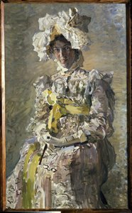 Retrato de Nadezhda Zabela Vrubel con un vestido imperial. (La esposa del artista). Pintura de Mikhail Alexandrovich Vrubel (Vrubel) (1856-1910), óleo sobre lienzo de Mikhail Aleksandrovich Vrubel