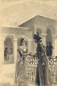 Princesa María y Grushnitsky. Ilustración de la novela Un Héroe de Nuestro Tiempo de Mijaíl Lérmontov, 1891 de Mikhail Aleksandrovich Vrubel
