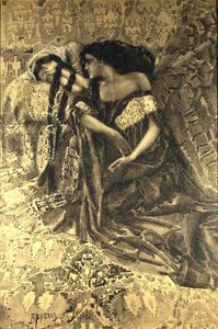 Tamara y Demonio. Ilustración del poema El Demonio de Mijaíl Lérmontov, 1890-1891 de Mikhail Aleksandrovich Vrubel