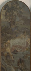 Venus, Amor y París Tríptico El Juicio de París, parte central, 1893 de Mikhail Aleksandrovich Vrubel