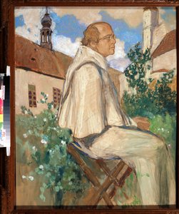 ""Retrato de Johann Gregor Mendel (1822-1884), monje y botánico checo, fundador de la genética"" Pintura de Mikhail Dmitrievich Ezuchevsky (1880-1928) 1926 Museo Estatal de Darwin, Moscú
