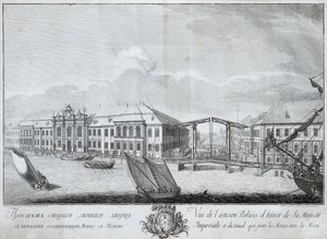 Vista del Segundo Palacio de Invierno con el Canal que Conecta el Moika con el Neva, 1753 de Mikhail Ivanovich Makhaev