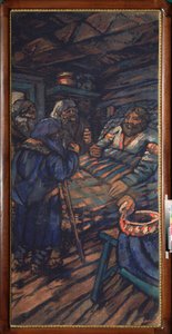 La boda del Gran Duque Vladimir I Svyatoslavich (958-1015) Vladimir alite está rodeado de tres ancianos - Pintura de Mikhail Nikolayevich Yakovlev (1880-1942), óleo