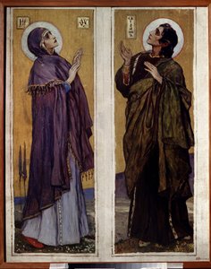 La Virgen y Juan el Bautista. Pintura de Mikhail Vasilyevich Nesterov (1862-1942), óleo sobre lienzo de Mikhail Vasilievich Nesterov