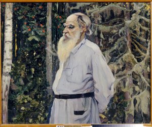 Retrato del autor Leon N. Tolstoi (1828-1910) (Retrato del escritor León N. Tolstoi). Pintura de Mikhail Vasilyevich Nesterov (1862-1942), óleo sobre lienzo de Mikhail Vasilievich Nesterov