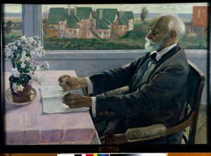 Portrait du medecin, psychologue et physiologiste Ivan Petrovich Pavlov (1849-1936) (Retrato del fisiólogo, psicólogo y médico Ivan Petrovich Pavlov) - Peinture de Mikhail Vasilyevich Nesterov (1862-1942), huile sur toile de Mikhail Vasilievich Nesterov