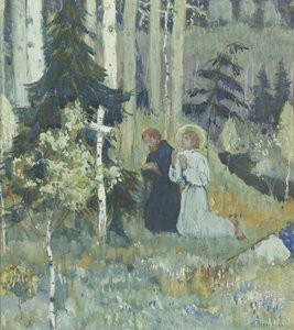 La fundación del Monasterio de la Trinidad-Sergio de Mikhail Vasilievich Nesterov