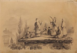 Mujeres georgianas en el techo Lezghinka