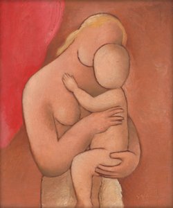 Madre y bebé, c.1934 (óleo sobre madera)