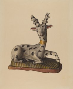 Ciervo de tiza, c.1938 (acuarela) de Mina Lowry