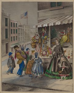 Litografía coloreada: Nochevieja, c. 1936 de Mina Lowry