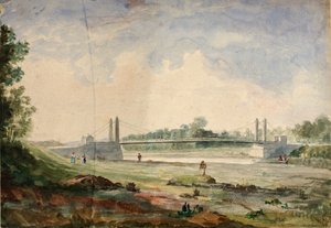 Puente colgante sobre el Arno, cerca de las Cascine, Forencia de Miner Kilbourne Kellogg