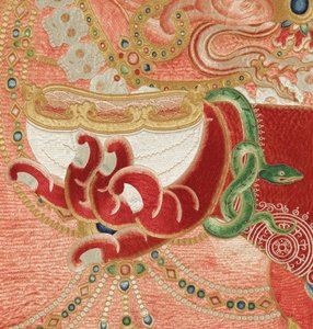Detalle de Thangka imperial de seda bordada de Ming Dynasty Chinese School