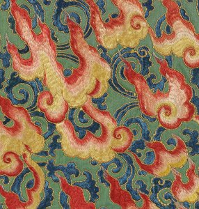 Detalle de Thangka imperial de seda bordada de Ming Dynasty Chinese School