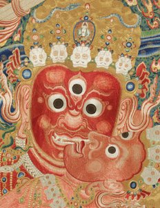 Detalle de Thangka imperial de seda bordada de Ming Dynasty Chinese School