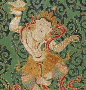 Detalle de Thangka imperial de seda bordada de Ming Dynasty Chinese School