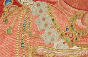 Detalle de Thangka imperial de seda bordada de Ming Dynasty Chinese School