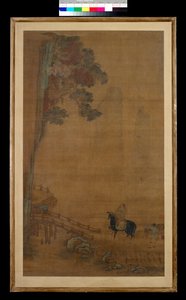 Jinete en un puente (tinta y color sobre seda) de Ming Dynasty Chinese School