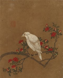 Diez imágenes de pájaros y flores (color sobre seda)