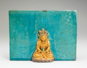Azulejo con figura del Buda Amitabha (cerámica) de Ming Dynasty Chinese School