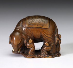 Los ciegos y el elefante, principios del siglo XIX de Minkoku Minkoku