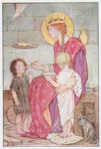 Santa Margarita de Escocia (litografía en color)