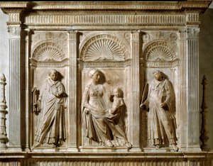 Virgen y Niño entre San Lorenzo y San Leonardo. Alto relieve de mármol