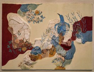 Fresco del "Pájaro azul" o "El pájaro azul de Creta". Knossos de Minoan