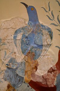 Fresco del "Pájaro azul" o "El pájaro azul de Creta". Knossos de Minoan